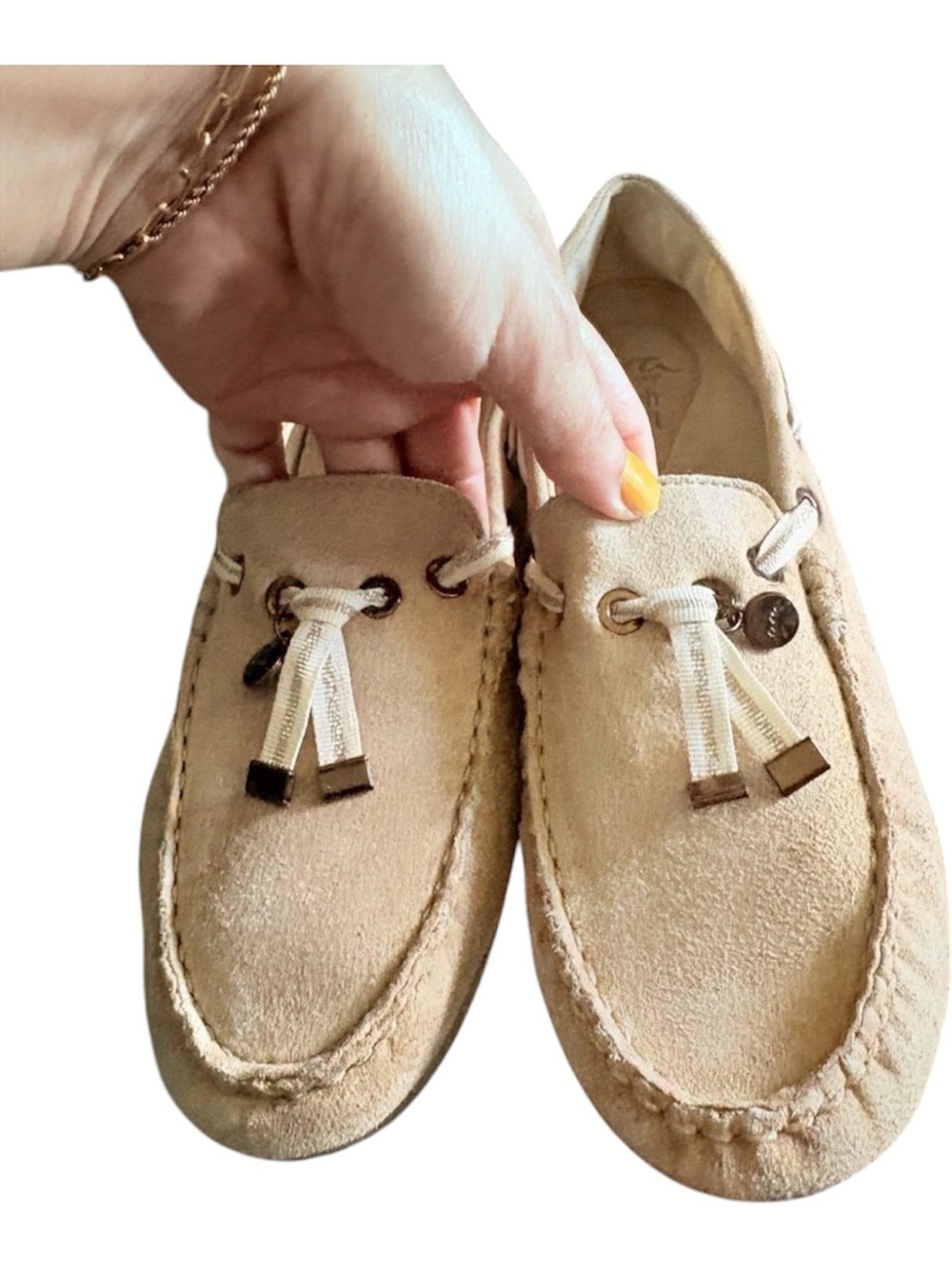 Brand new Ara Beige Suede Driving Loafers with Cream Soles